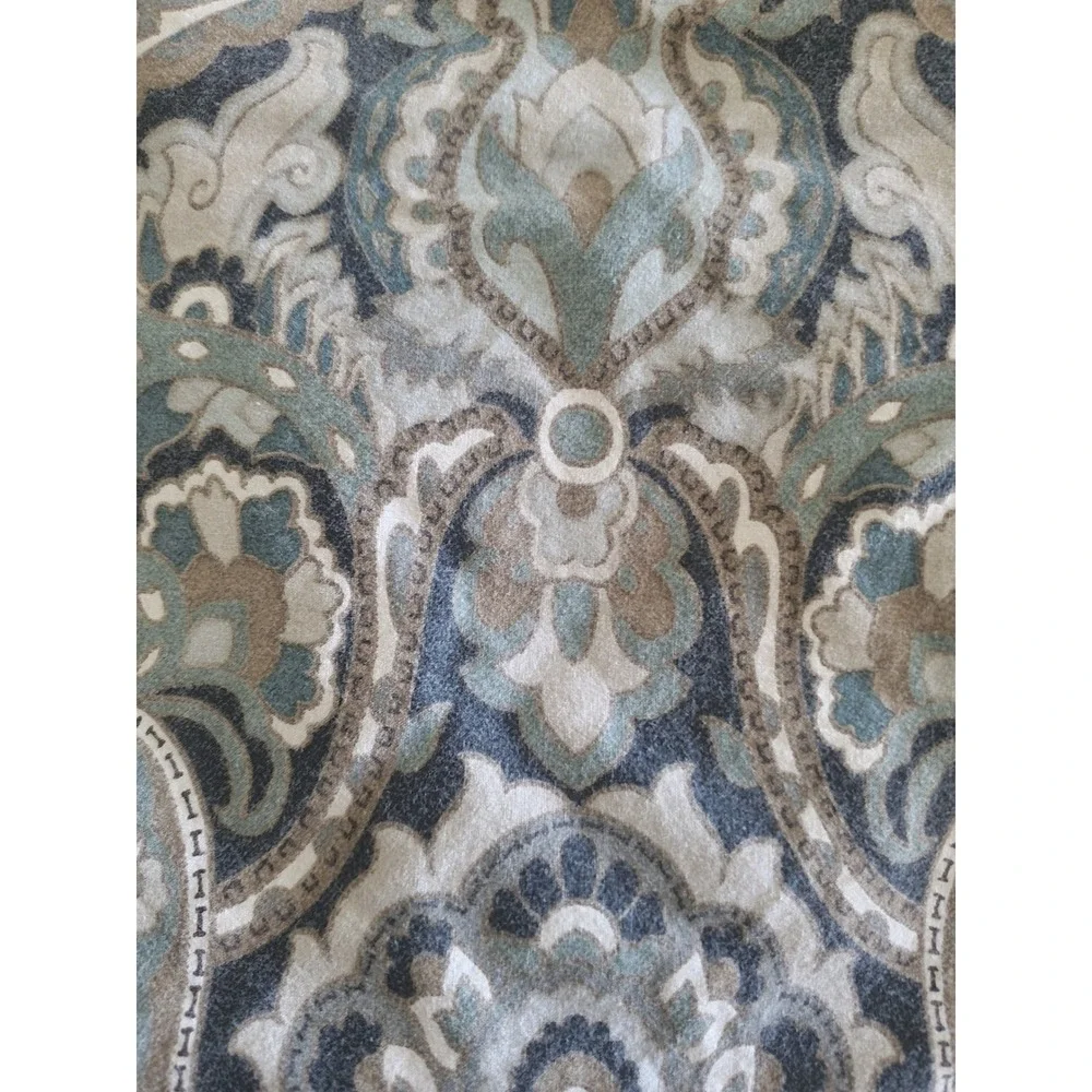 Pottery Barn King Duvet Cover Blue Grey Tan Paisley Medallion 100% Cotton - Picture 3 of 6